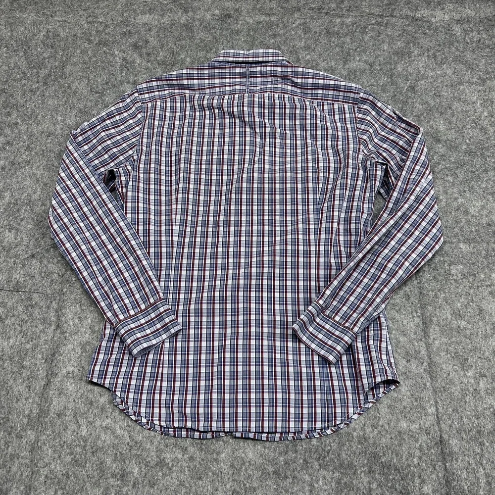 Banana Republic Shirt Mens L Blue Red Plaid Soft Wash Button Long Sleeve Preppy